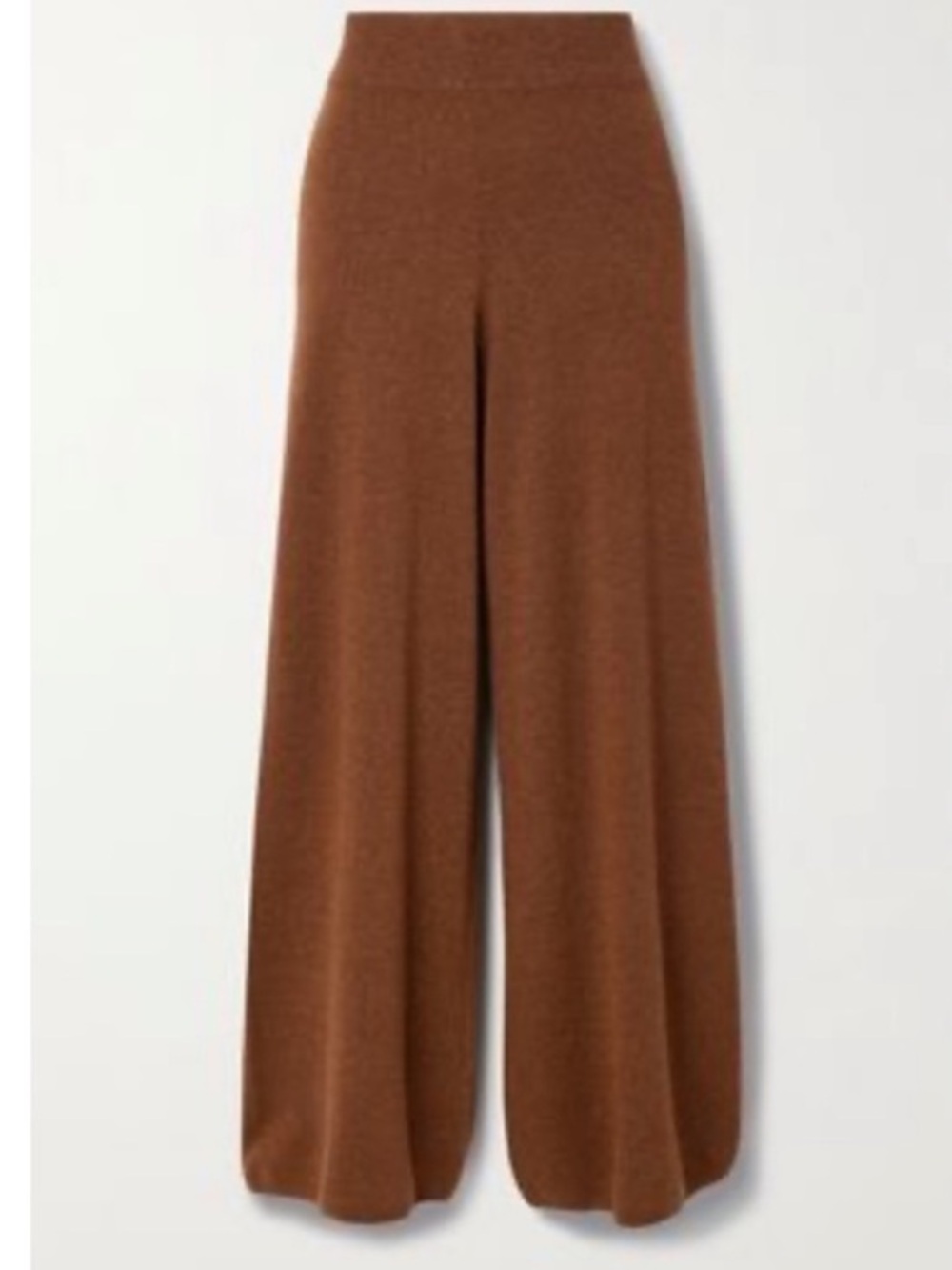 LESET Zoe Wool Cashmere Blend Wide Leg Sweater Pull On Pants Chocolate Melange S